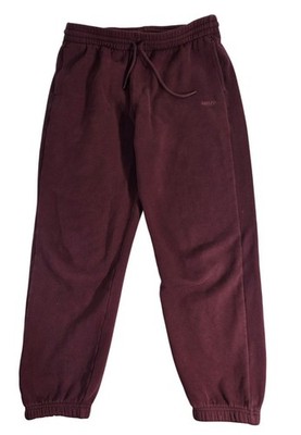 TNA Aritzia Cozy Cotton Fleece Lined Oversized Boyfriend Sweat Pants Burgundy L