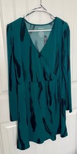 Nine West dress women’s large dress above knee Y2K faux wrap dress green