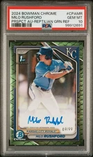2024 Bowman Chrome Prospect Autographs Milo Rushford #CPA-MR Green Reptilian