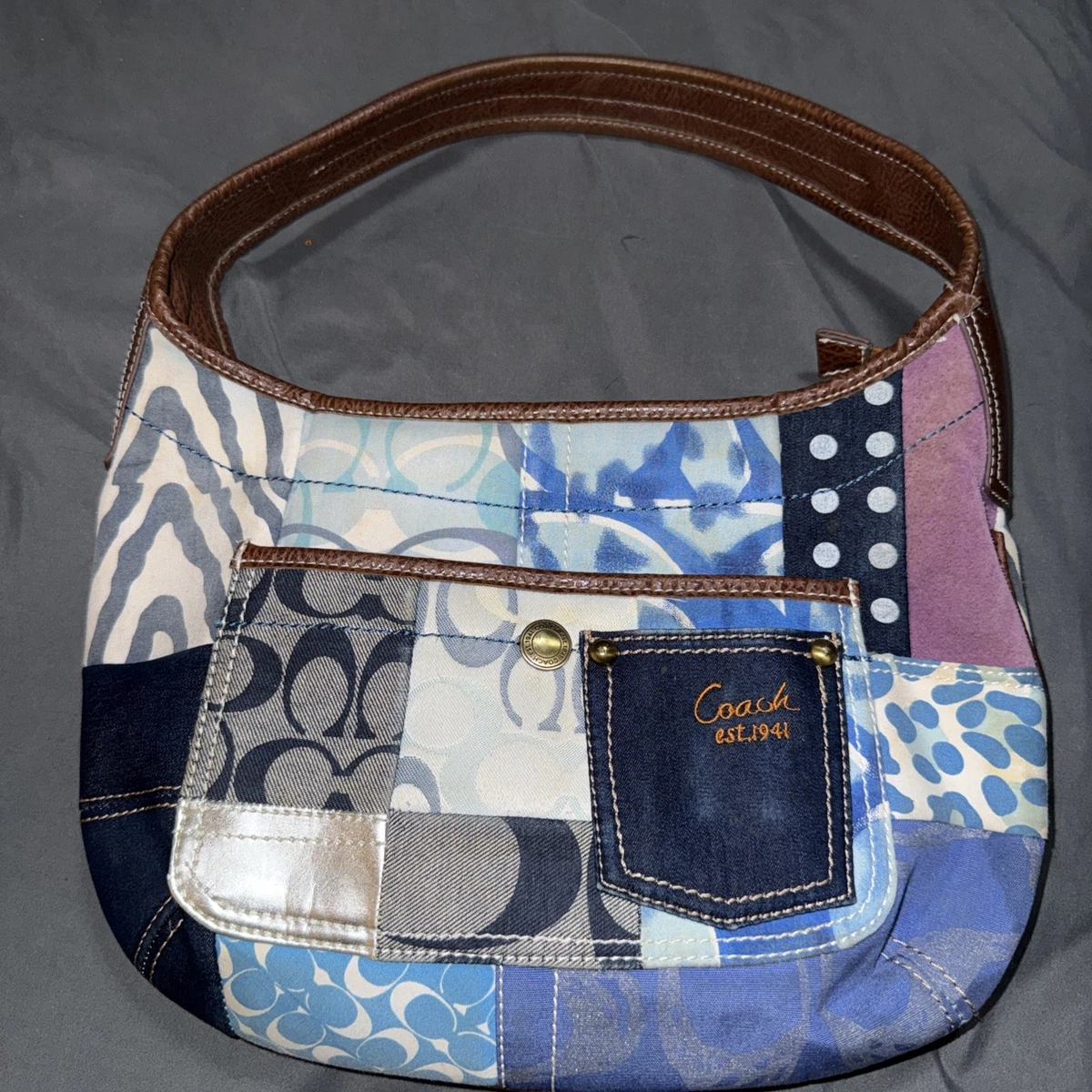 Coach Patchwork Denim Exterior Shoulder Bags Bags & Handbags for