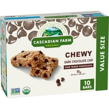 Cascadian Farm Organic Dark Chocolate Chip Chewy Granola Bars 10 Count