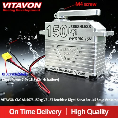 Vitavon CNC Alu7075 Brushless Digtal Servo 150kg 15T For 1/5 RC truck