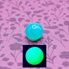 Tiny Uranium Glass Ball 10mm Undrilled Teal Green Opal Marble