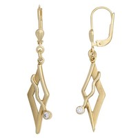 "Jobo \"42356\" Boutons 375 Gold Gelbgold Mattiert 2 Zirkonia Ohrringe OhrhäNger G"