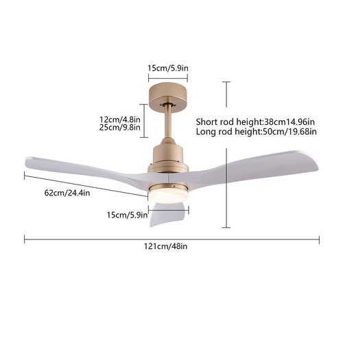 Indoor Ceiling Fan Light Bedroom Living Room Pendant Lamp & Remote Control - Picture 23 of 23