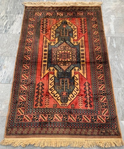 Vintage Afghan Rug Hand Knotted Afghan Bokhara Wool Area Rug 3x5 ft Free Ship