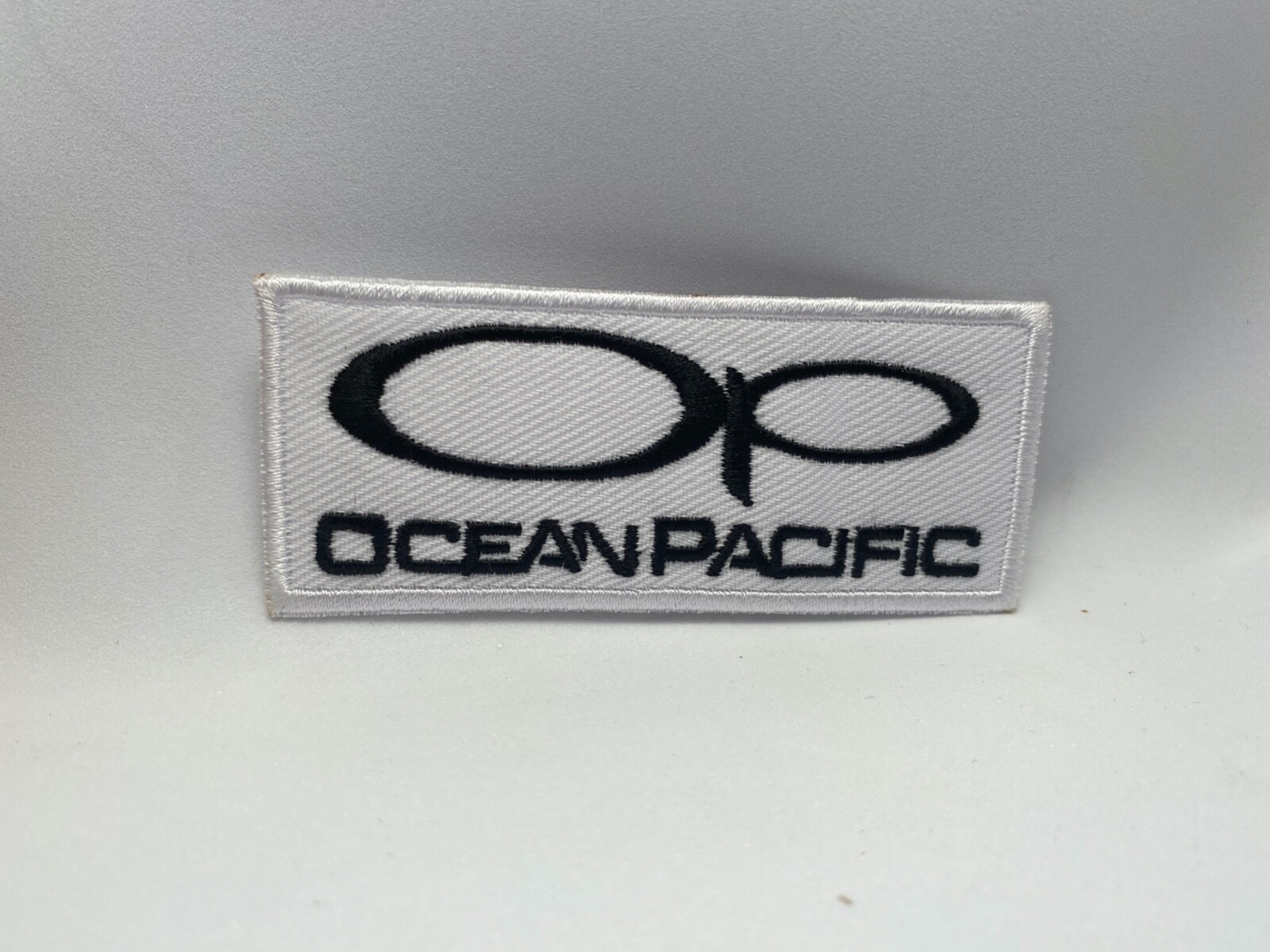 OCEAN PACIFIC NEW EMBROIDERED IRON ON/SEW ON NAME PATCH  TAG 1-1/2 X 3-1/2
