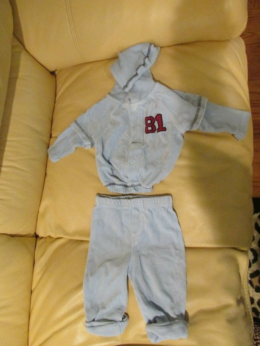 guess baby INFANT Light Blue HOODED VELOUR JOGGING SUIT