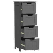 Bathroom Floor Cabinet with 4 Drawers Sturdy Storage Organizer Cabinet Gray