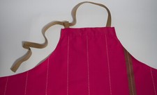 Kitchen Apron by Le Jacquard Francais, Bright Pink w/Tan Cloth Ties, 100 Cotton