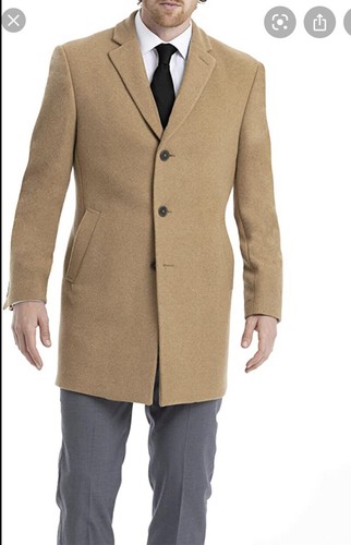 Mens Calvin Klein Wool Slim Fit Camel 