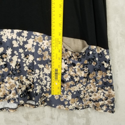 Logo Lori Goldstein 3X Black Floral Pockets Flowy Lagenlook Curve Friendly Tunic - Picture 7 of 8