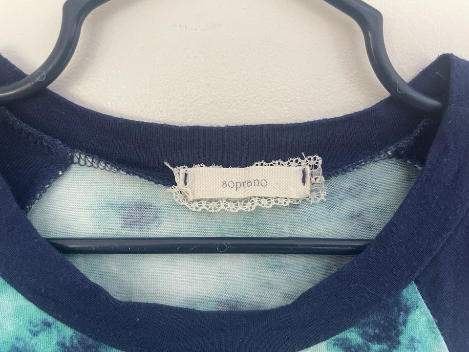 Camisa Soprano Niños Niñas 100% Rayón Tie-Dye Bolsillo Manga 3/4 Raglán Azul S 7/8 Foto 2 de 4