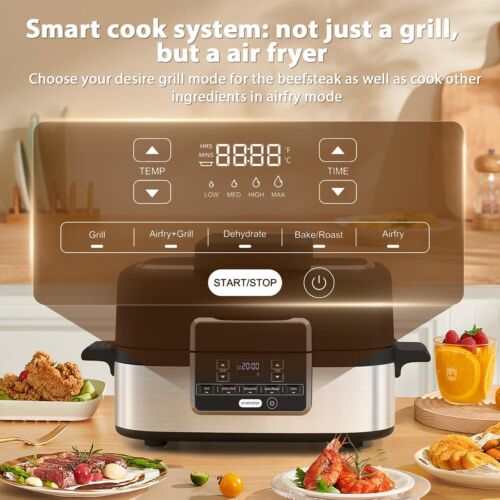 5-in-1 Smart Electric Grill & Air Fryer, Airfry+Grill, Dehydrate, Bake/Roast image
