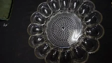 Indiana Glass Crystal Clear Hobnail Deviled Egg Plate Platter Dish 11" 15 eggs