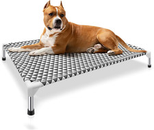 Elevated Outdoor Dog Bed Gray Large - Durable Raised Pet Cot for Up to 100lbs