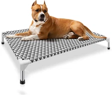 Elevated Outdoor Dog Bed Gray Large - Durable Raised Pet Cot for Up to 100lbs