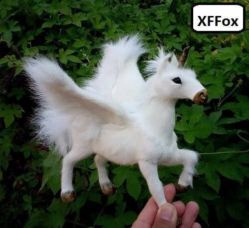 white horse model plastic&furs simulation wings unicorn doll gift 16x15cm - Picture 4 of 4