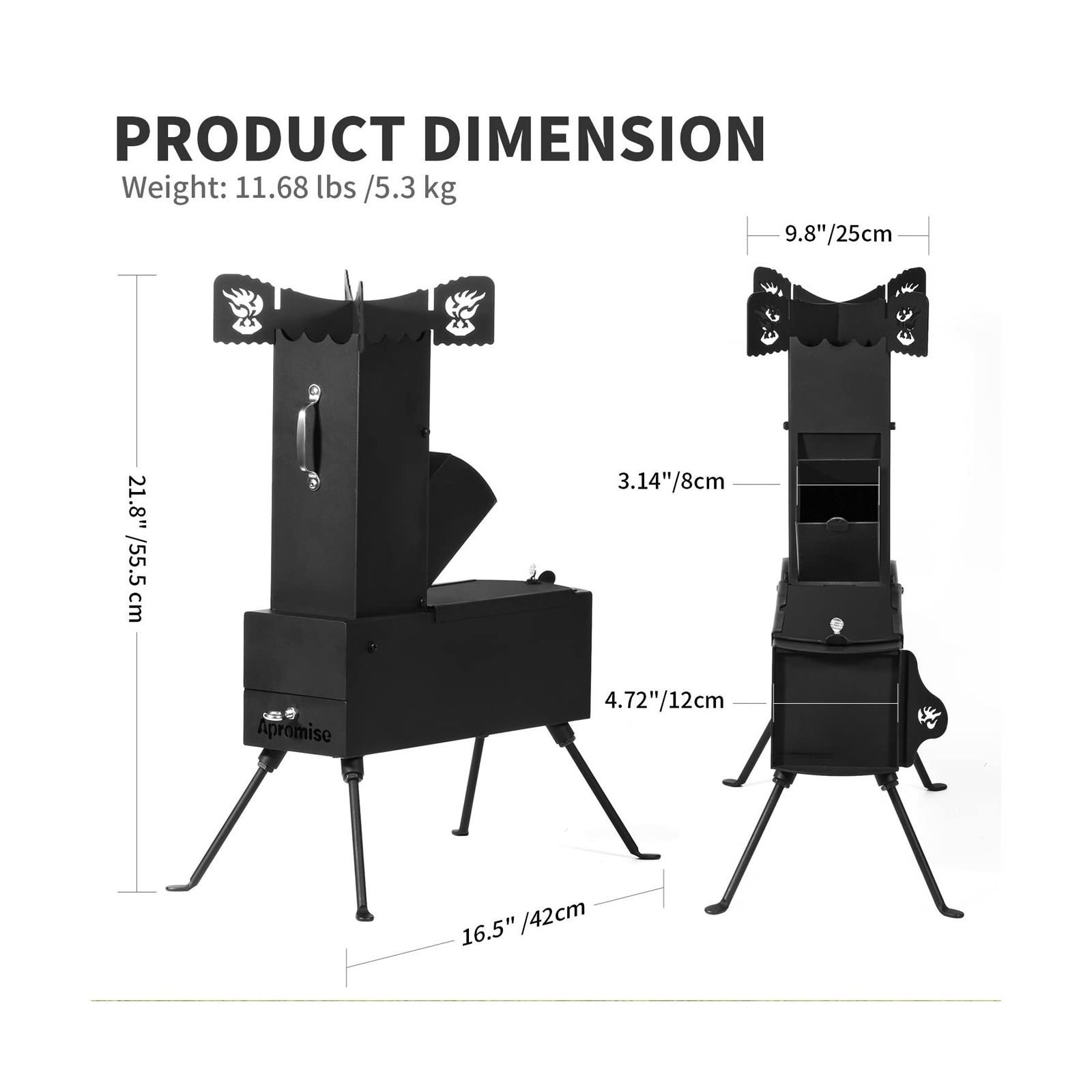 APROMISE Rocket Stove Rocket Stove Wood Burning Portable with Free