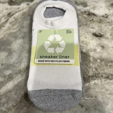 🎄2 Pairs of Unisex Sneaker Liner Socks -White/Gray Made W/Recycled Fibers🎄