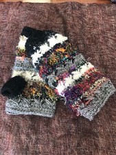 Wool And Silk Handwarmers Handknit Polar Fleece Lining Made In Nepal
