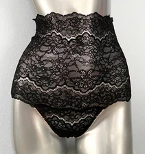 Victorias Secret Thong Panty New High Waist Corded Lace Black Sexy 