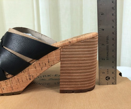 NIB Kork-Ease Women Charis Leather Slide Platform Heel Sandal US 10/EUR 42 Black - Picture 12 of 18