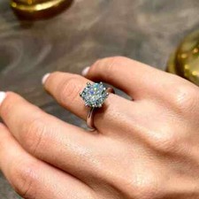 Engagement Solitaire Ring 2 Ct Round Cut 14K White Gold Plated