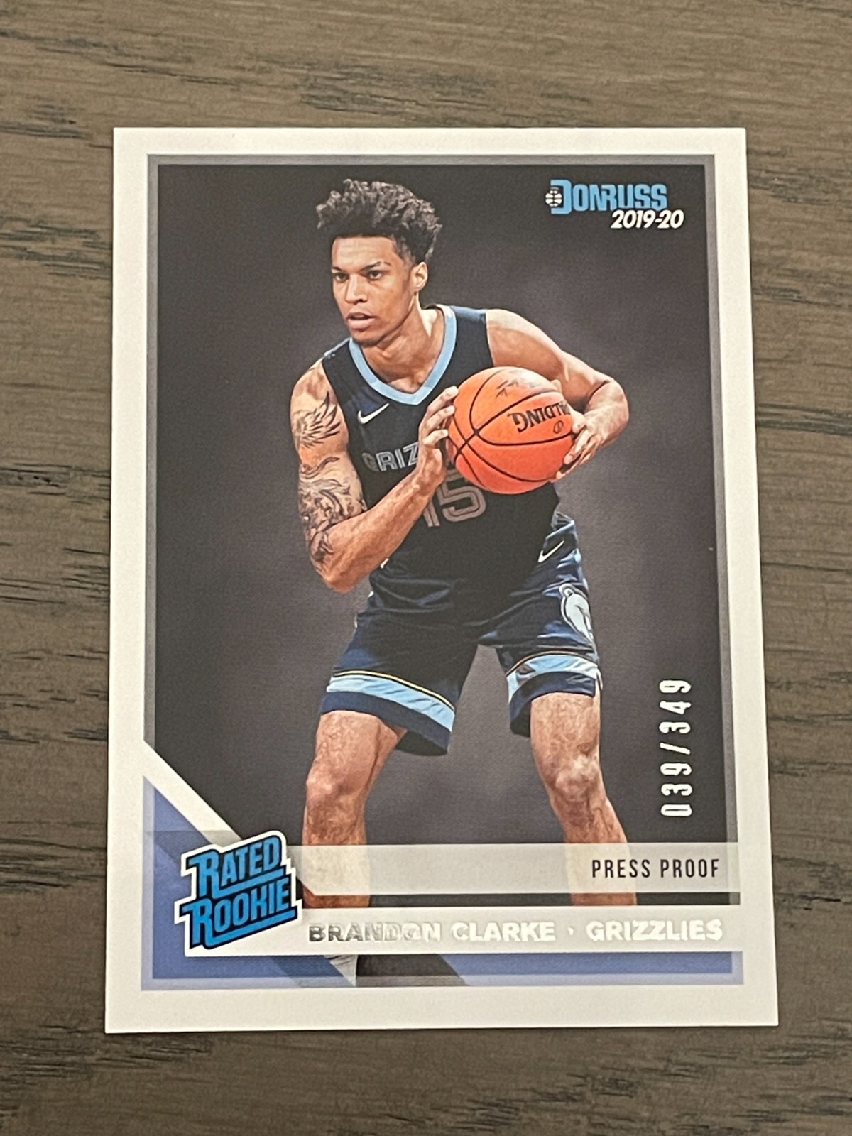 2019-20 Donruss Silver Press Proof Brandon Clarke RC #220 Grizzlies 039/349