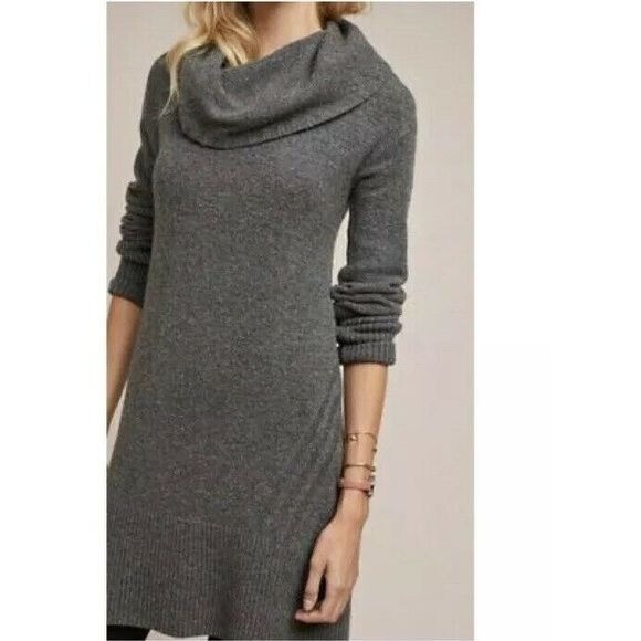 Anthropologie Womens Sonoran Gray Cowl Neck Sweater Dress Long Sleeve size  Small