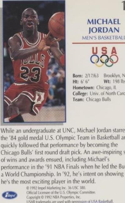 1992 Impel U.S. Olympicards - Michael Jordan #12 for sale | eBay