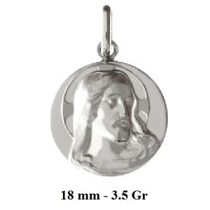 Pendentif Médaille Gravure du Christ 18mm Argent Massif 925/000 Dolly-Bijoux