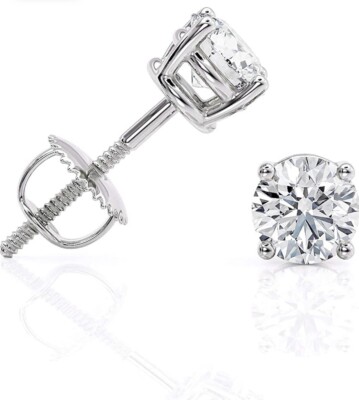 1/2 Karat runder Schnitt VS1/F echter Labor gewachsener Diamant Ohrring 14k einfarbig weißgold