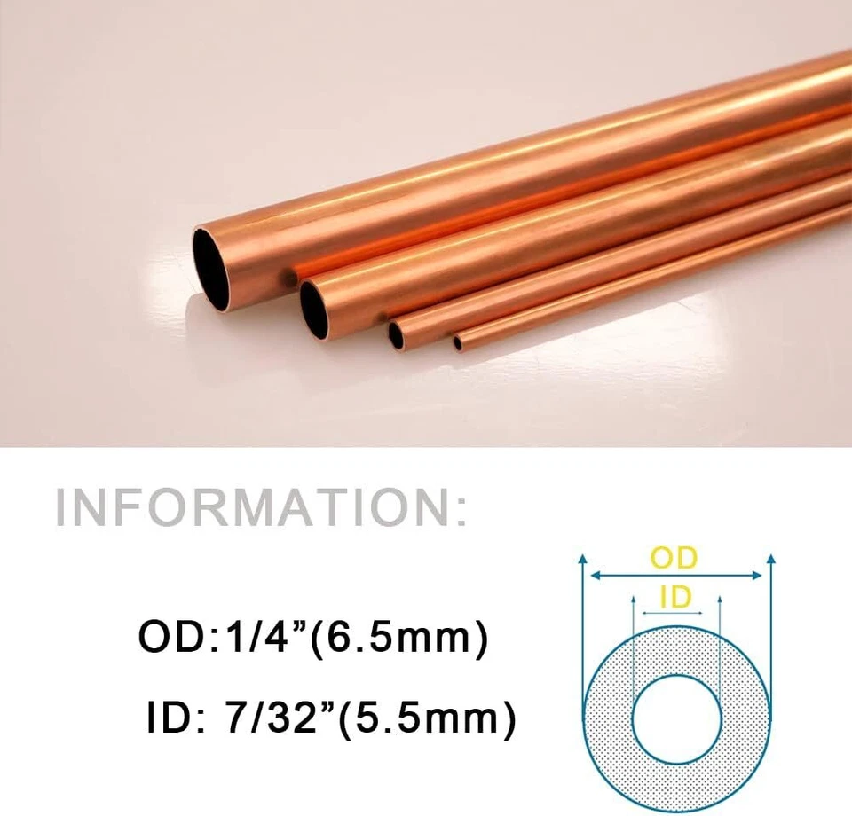 1/4 OD 铜管 4 件 7/32 内径耐用 DIY 项目和 Cr... — 第 2/4 张图片