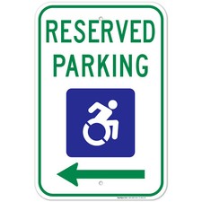 New York Handicap Parking Sign, Reserved Parking With Left Arrow, New Icon,