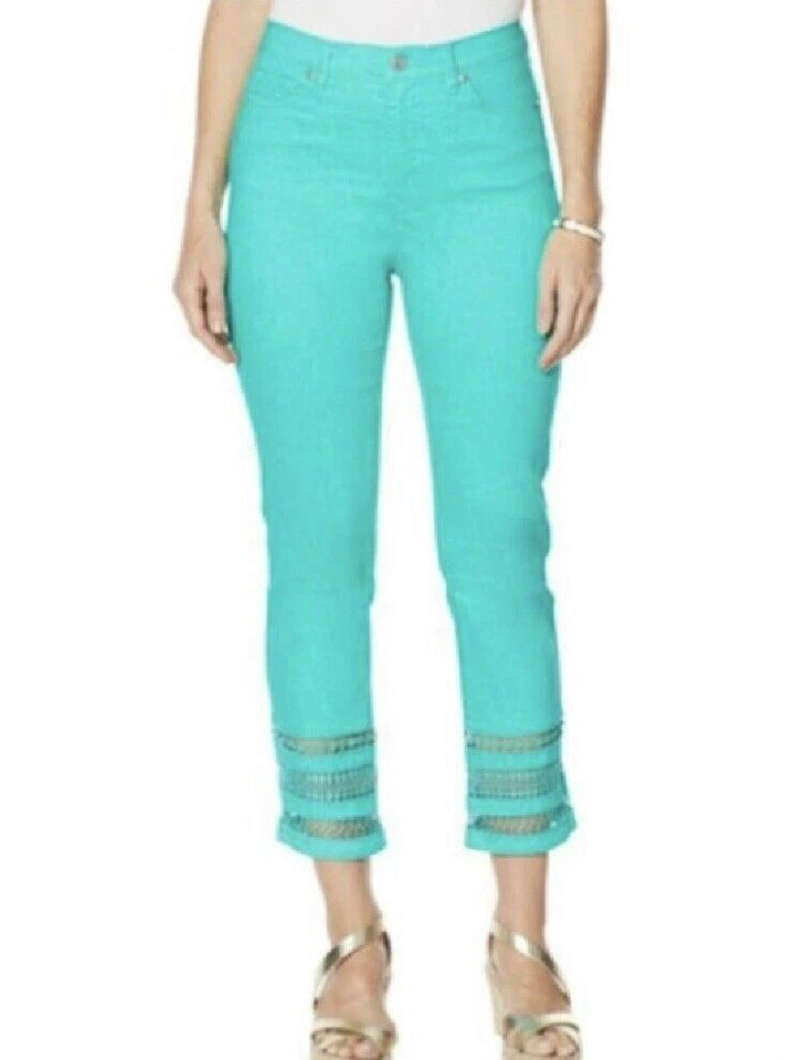 DG2 Diane Gilman Stretch Crochet Hem Cropped Jean Pants - Select  Size & Color