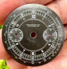 Wilhelm Chrono Vintage Dial Original Black 32.1mm Landeron 39 1940s