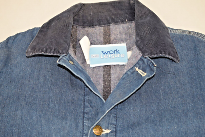 Vintage Sears Work Leisure Coat Size M/L 70s Denim Blanket Lined
