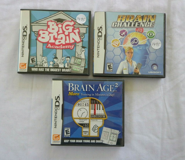 Lot Of 3 Nintendo DS Games Brain Challenge Brain Age 2 Big Brain 