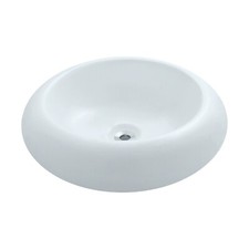 Rok Halo Round Shaped Vessel Bathroom Sink, 18-1/2" Diameter, White Porcelain