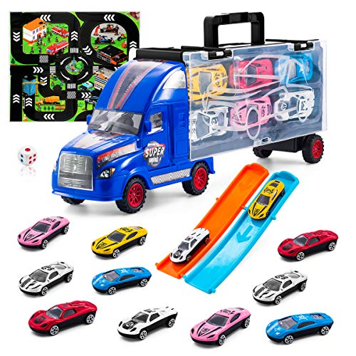 TAODUDU jouets pour tout-petits voitures enfants camion transport garçons cadeau pour âges bleu  - Photo 1/8