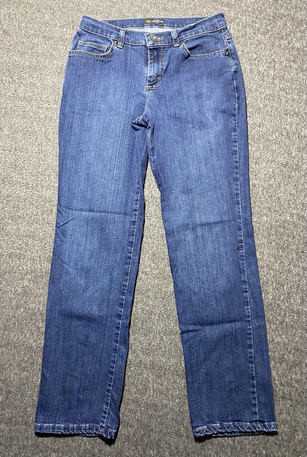 Lee Jeans Womens Blue Stretch Blend Denim Relaxed Fit Straight Leg Size 4M