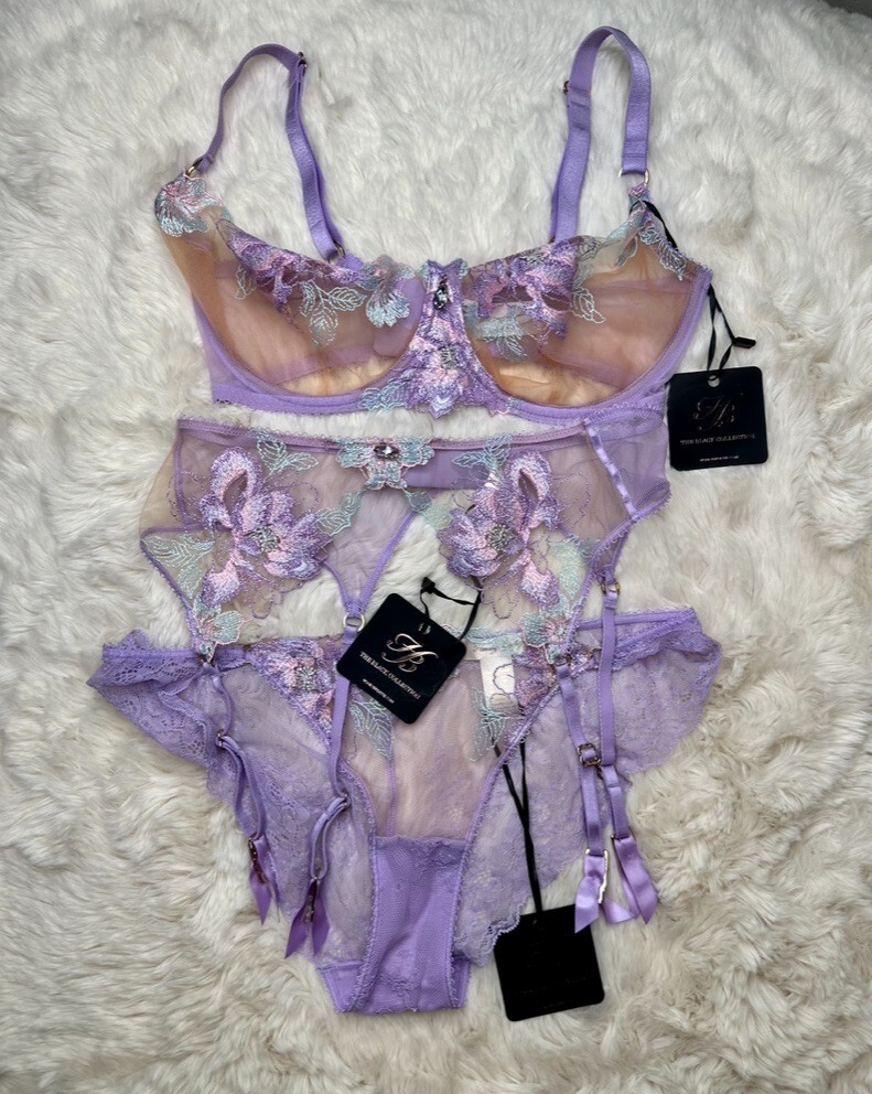 RARE🔥 Honey Birdette CHRISTINE💜 Unicorn Purple Lilac 3 Piece 32G