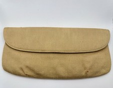 Vintage 1950s Tan Woven Envelope Clutch Mid Century Fabric Evening Bag