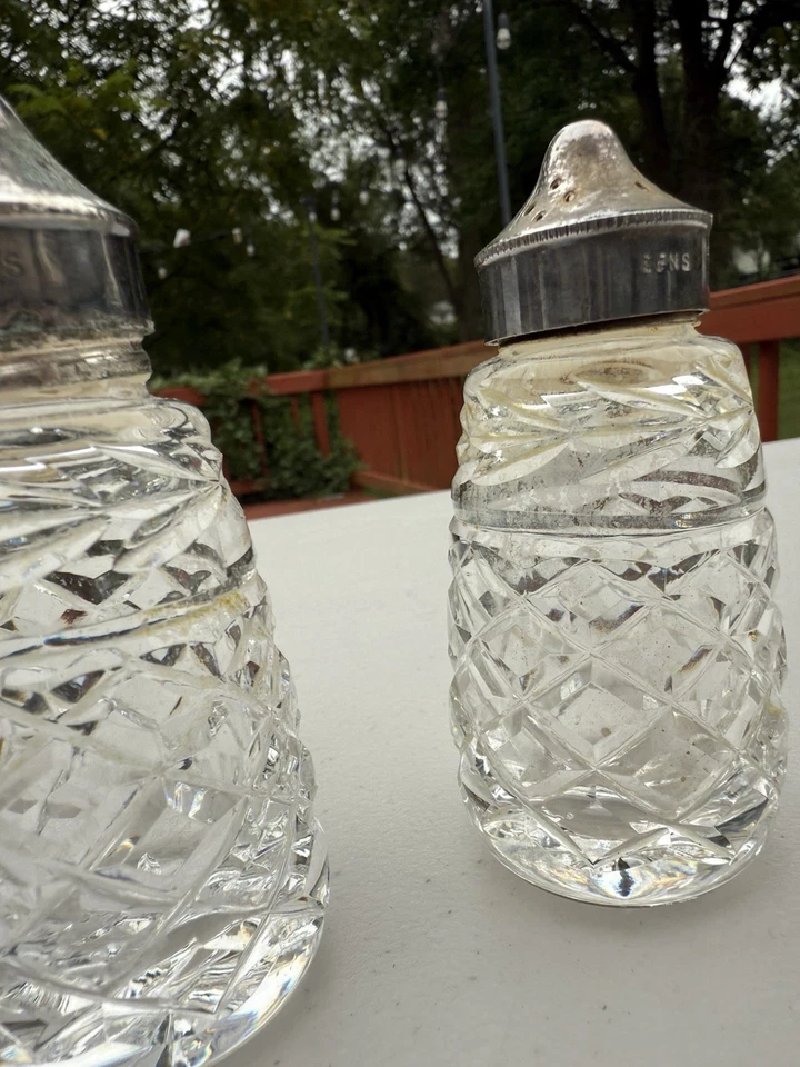 Waterford кристалл соли/перца шейкеры Glandore узор комплект 2 EPNS серебряные топы - Изображение 4 из 4