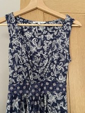 Fat Face Navy Blue Floral V Neck Boho Summer Maxi Dress Size 10