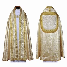 New Metallic Gold Cope & Stole Set, Capa Pluvial, Chape, Far Fronte