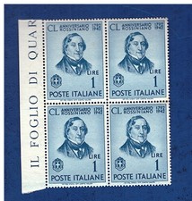 1942 ANNIVERSARIO NASCITA DI ROSSINI 1 LIRA QUARTINA NUOVI  ** MNH