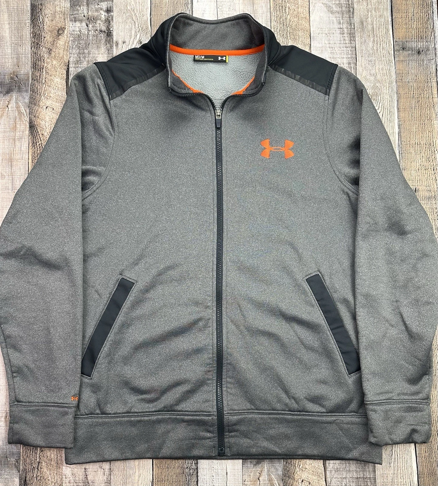 Under Armour Storm Jacket Full Zip Men's M Gray Orange Logo
