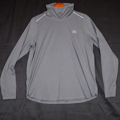 L.L. Bean Performance Mock Neck Shirt Mens L Gray Long Sleeve